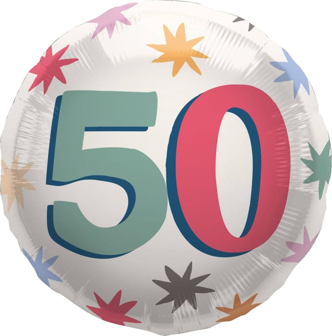 Folat - Folieballon Starburst 50 jaar (45 cm)