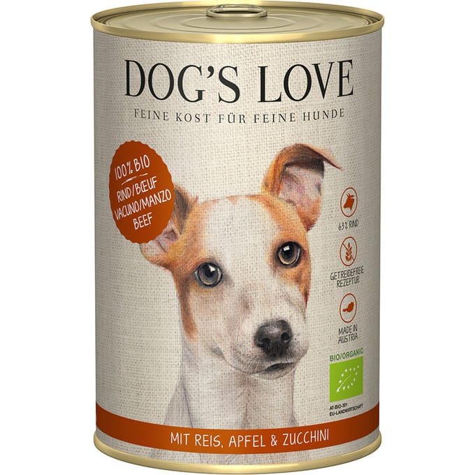 6x 400g Dog's Love Organic Beef Hondenvoer Nat