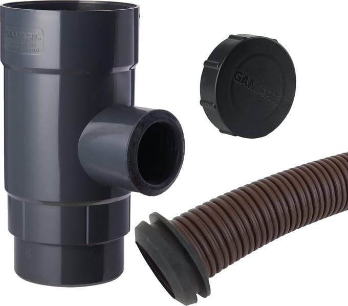 Regenton vulautomaat 110/50mm - met winterplug en ribbelslang - Complete set - Grote uitloop