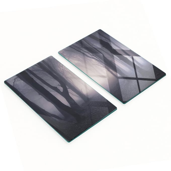 Set van twee decoratieve glazen keukenplanken, donker bosgroen, 2x30x52 cm
