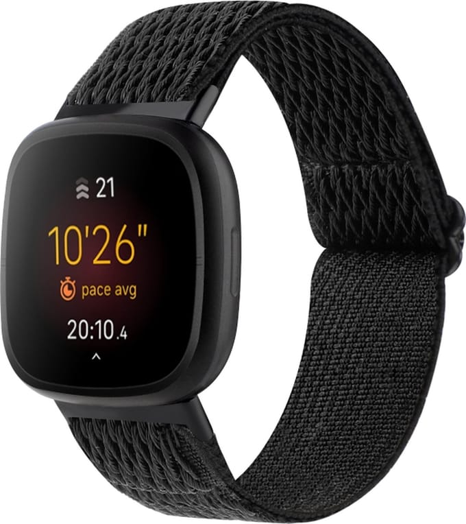 Nylon bandje - geschikt voor Fitbit Versa 4 / Sense 2 - zwart