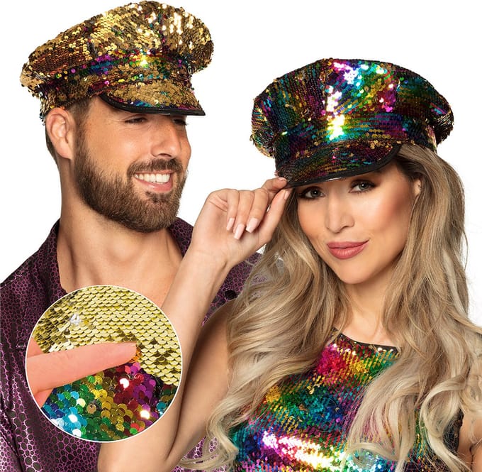 Boland - Pet kapitein Rainbow switch Multi - 58 - Volwassenen - Unisex - Glitter and Glamour