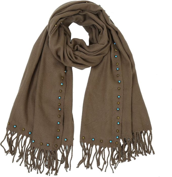 Bruine Sjaal Color Studs - Dames Sjaals - Gekleurde Studs - Bruin