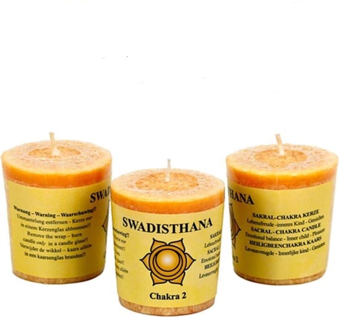 Geurkaarsje 2e chakra - 3 stuks - 4.5x4cm - Oranje