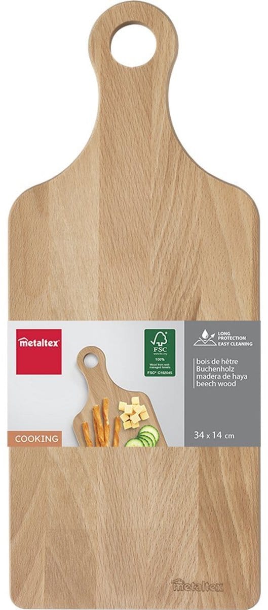 Metaltex Beukenhouten Plank Met Greep 34X14 Cm