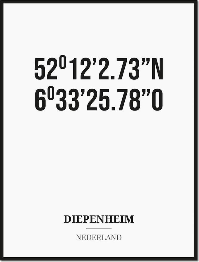 Poster/kaart DIEPENHEIM met coördinaten