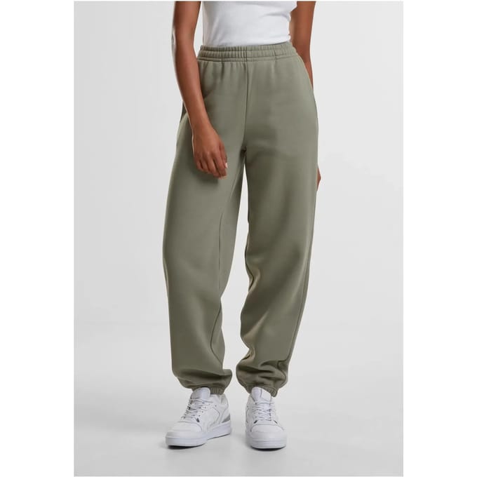 Urban Classics - Fluffy Dames joggingbroek - XS - Olijfgroen