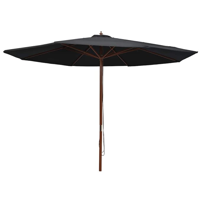 vidaXL - Parasol - met - houten - paal - 350 - cm - zwart
