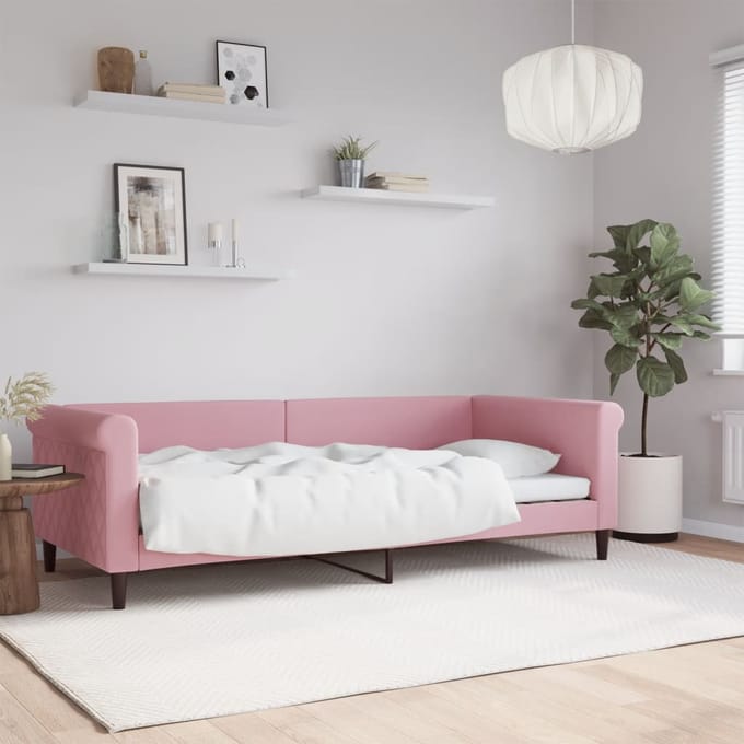 vidaXL - Slaapbank - 90x200 - cm - fluweel - roze