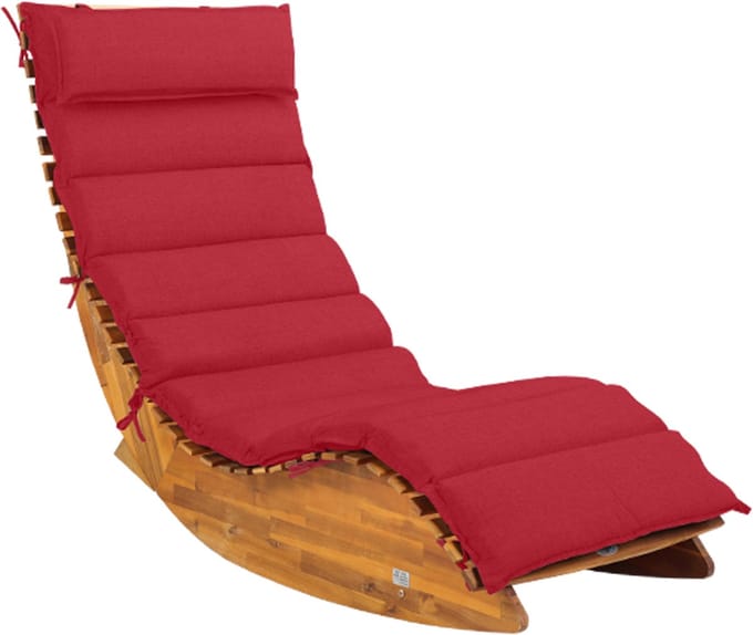 Ligbed Java acaciahout FSC®-gecertificeerd met kussen Rood