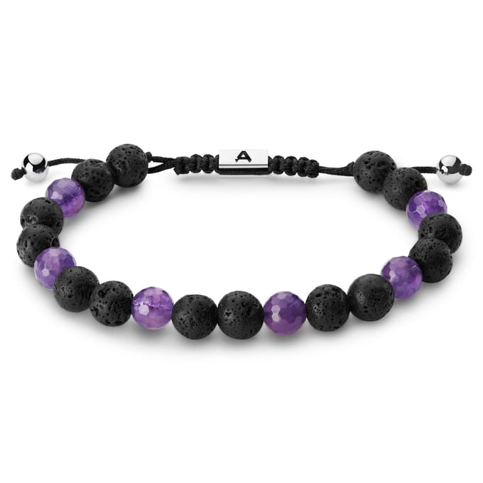 Sanatio 6 mm lavasteen & amethist armband
