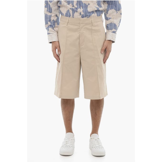 Effen rechte Bermuda in beige