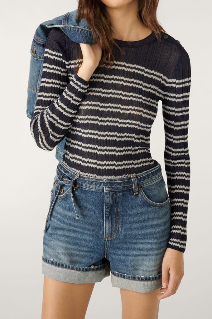 BA&SH Long Sleeves Knit Marine Maat: S | Sweaters Outlet | Dames | Blauw