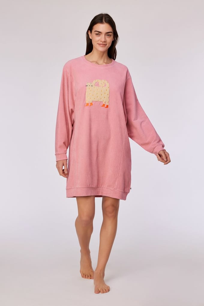 Woody - Meisjes/Dames Slaapkleedje in Velours - Roze - S