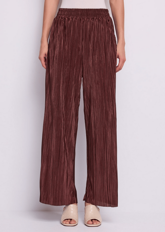 broek plisse vrouw bruin