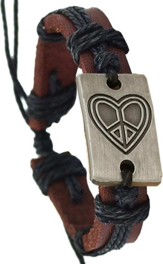 Fako Bijoux® - Leren Armband - Leder - Hart - Zwart