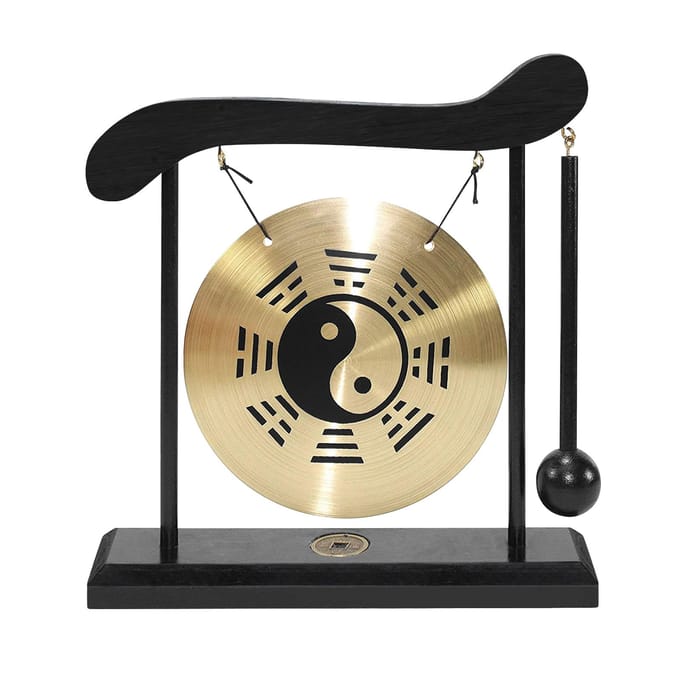 Mini Table Gong de bureau, carillon éolien, Instruments de Percussion avec maillet pour décoration de maison, pendaison de crémaillère Chinese Gossip Chart
