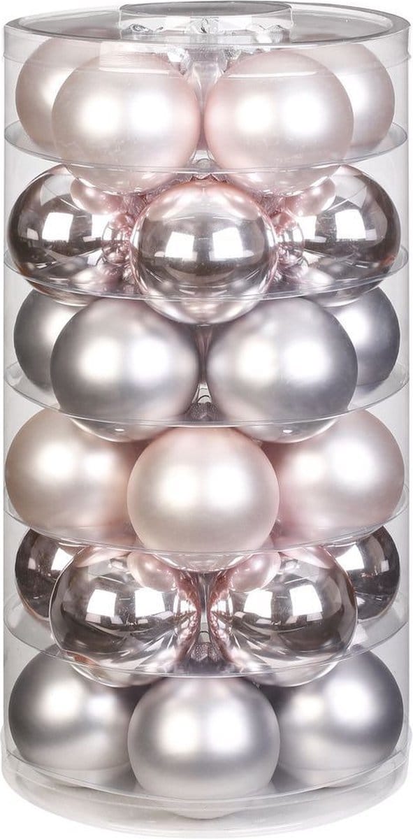 Inge Christmas Kerstballen - 30x - oudroze - D6 cm - glas - mat/glans - kerstversiering