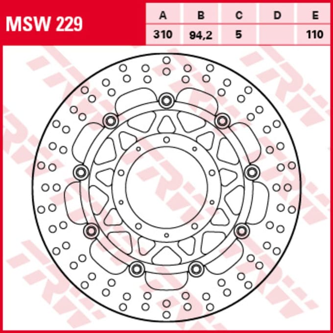 Remschijf TRW MSW229, 1 Stuk