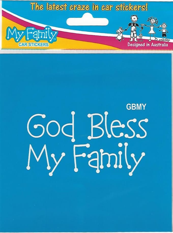 God Bless My Family - autosticker - wit - 5 x 9 cm - The Sticker Family