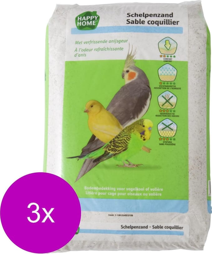 Happy Home Schelpenzand - Vogelbodembedekking - 3 x 20 kg
