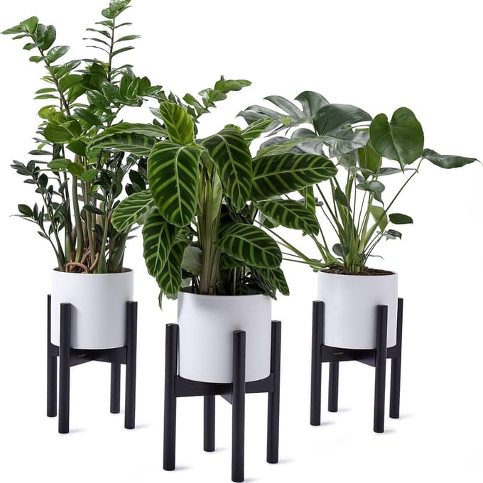 LUMALAND bamboe bloemenstandaard - 30 x 30 x 35,5 cm - set van 3