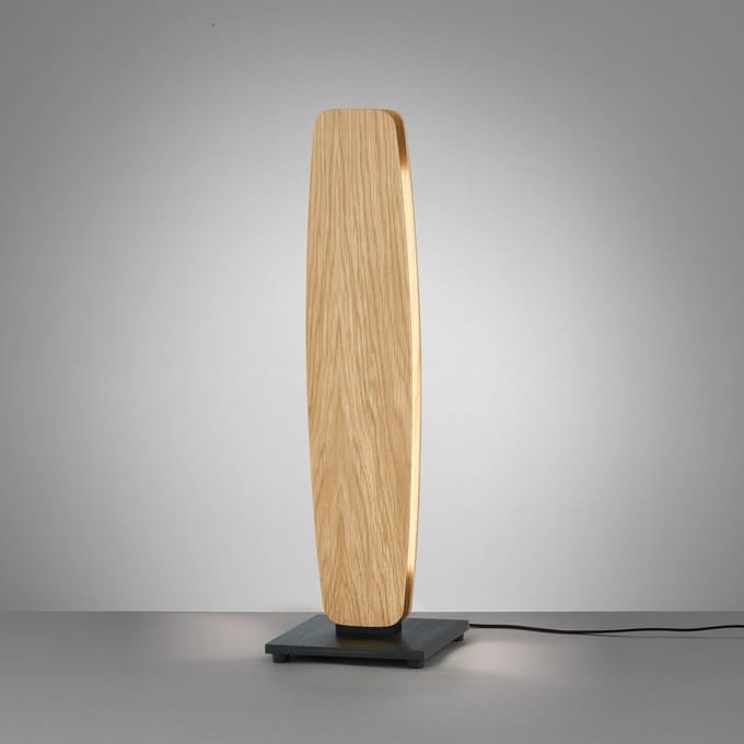 Quitani Persida LED tafellamp, hoogte 50 cm, eiken, 2.700 K