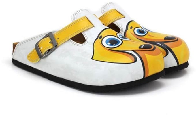 GOBY – Grappige Hond Dames Clogs – Comfortabele Slippers – Handgemaakt – Vegan Leer – Maat 42