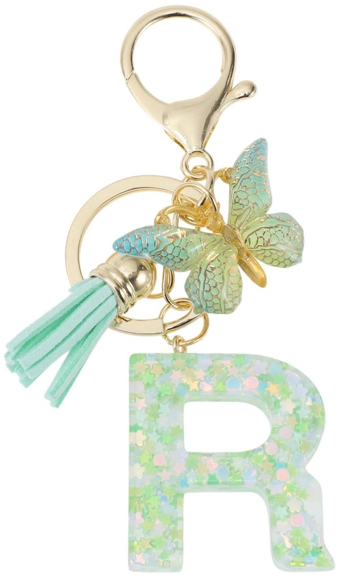 Dailygoods- Sleutelhanger met Letter R - Vlinder Sleutelhanger