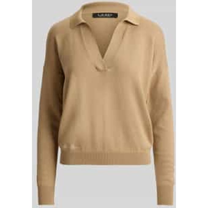 relaxed fit pullover van katoenmix met polokraag