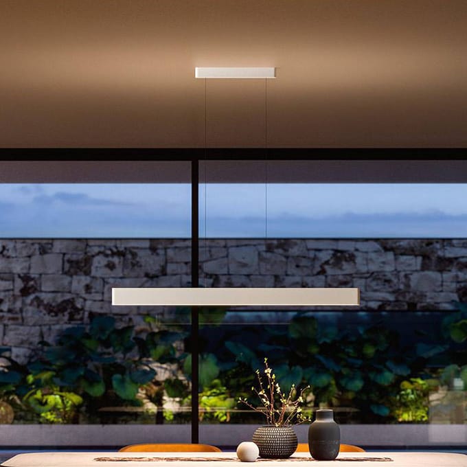 Linea Light LED hanglamp Satori, lengte 114,4 cm, wit, 2.700 K, aluminium