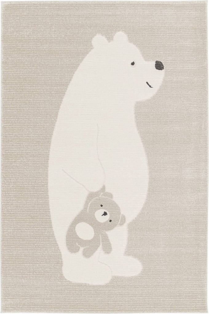 sweeek - Beige/crème kindertapijt, teddybeer tapijt, korte pool