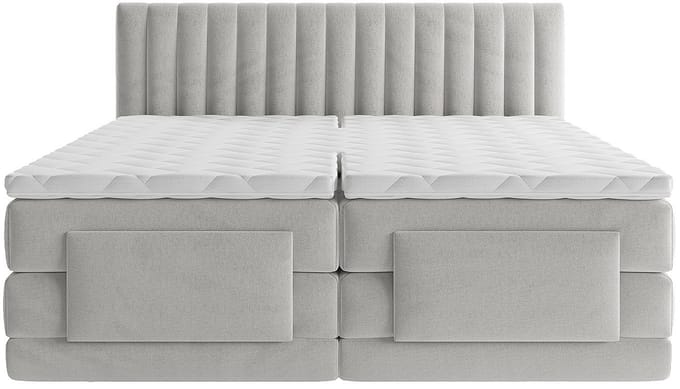 Vente-unique Boxspringbed fluweel lichtgrijs 2 x 80 x 200 cm