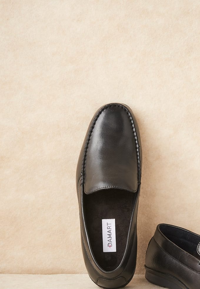 Damart - Mocassins van grof leer - Heren - Zwart - 43