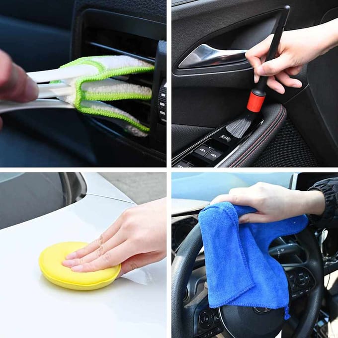vidaXL - Auto - Borstel - Set - Multikleur - poly - rattan