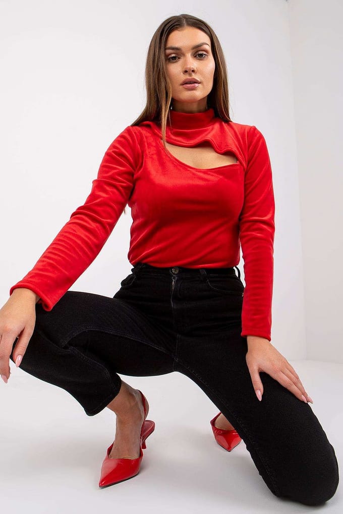 Velvet Cut Shine Top - Red / One Size