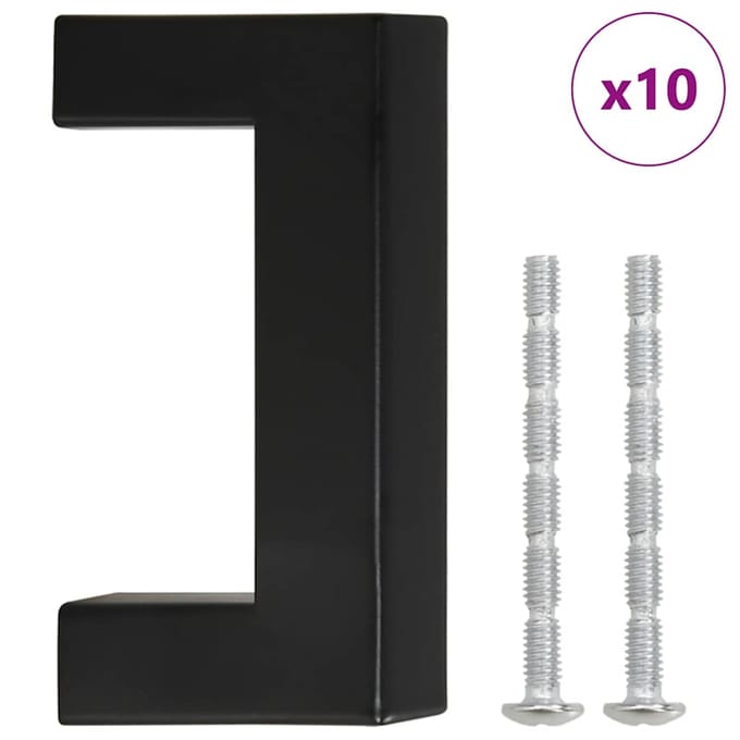 vidaXL - Handvatten - 10 - st - 64 - mm - roestvrij - staal - zwart