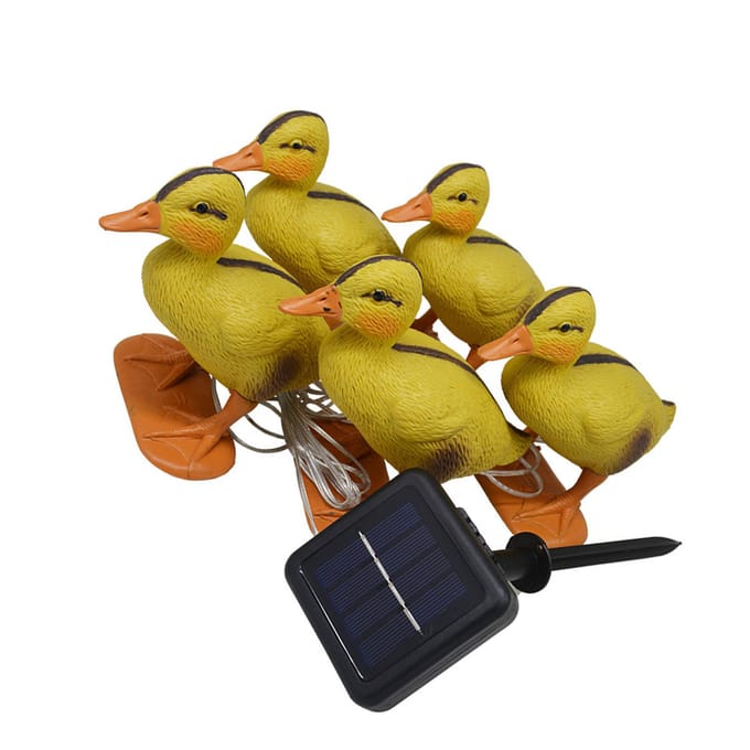 Zonne Eend Tuinlamp Gele Eend Buitenlamp Beeld Dier Schattige Eenden Tuindecor Gazonlamp voor yellow