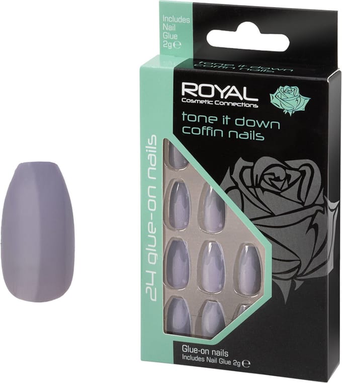Royal 24 Coffin Glue-on Nails - Tone It Down