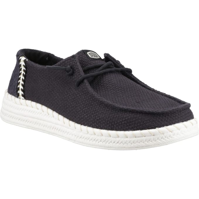HEYDUDE Wendy Espadrille Geweven Katoenmix Dames Zwarte Espadrilles