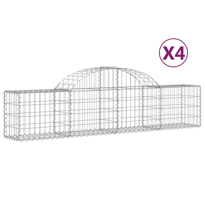 vidaXL - Schanskorven - 4 - st - gewelfd - 200x30x40/60 - cm - ijzer