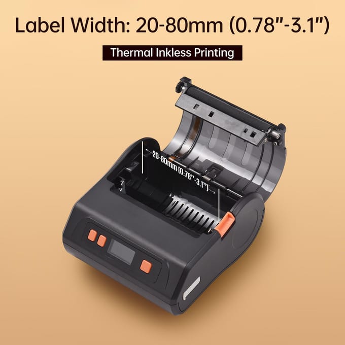 Bisofice draagbare 80 mm bonlabelprinter Draadloze BT thermische bonprinter Mobiele factuur zwart