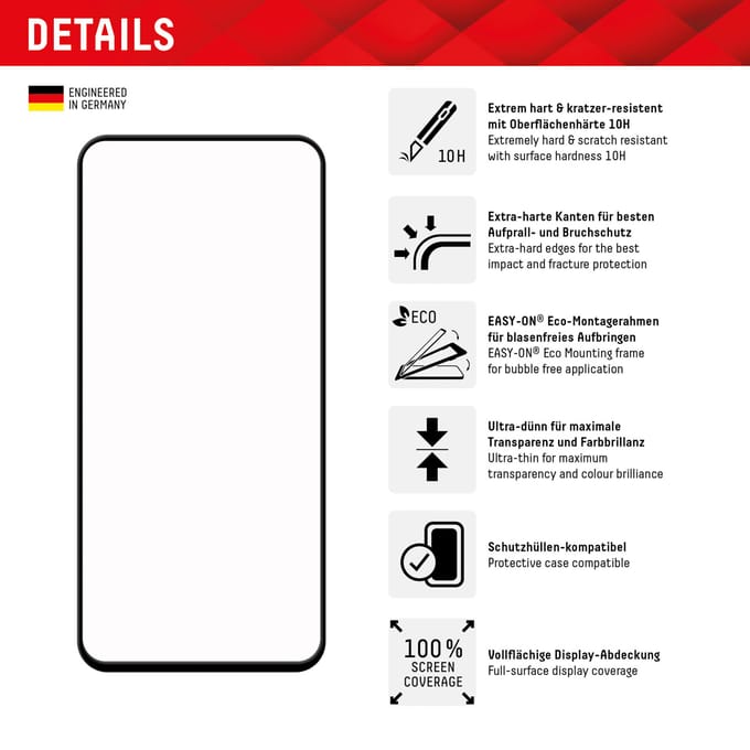 Displex Screenprotector Real Glass Full Cover geschikt voor Samsung Galaxy S23 FE