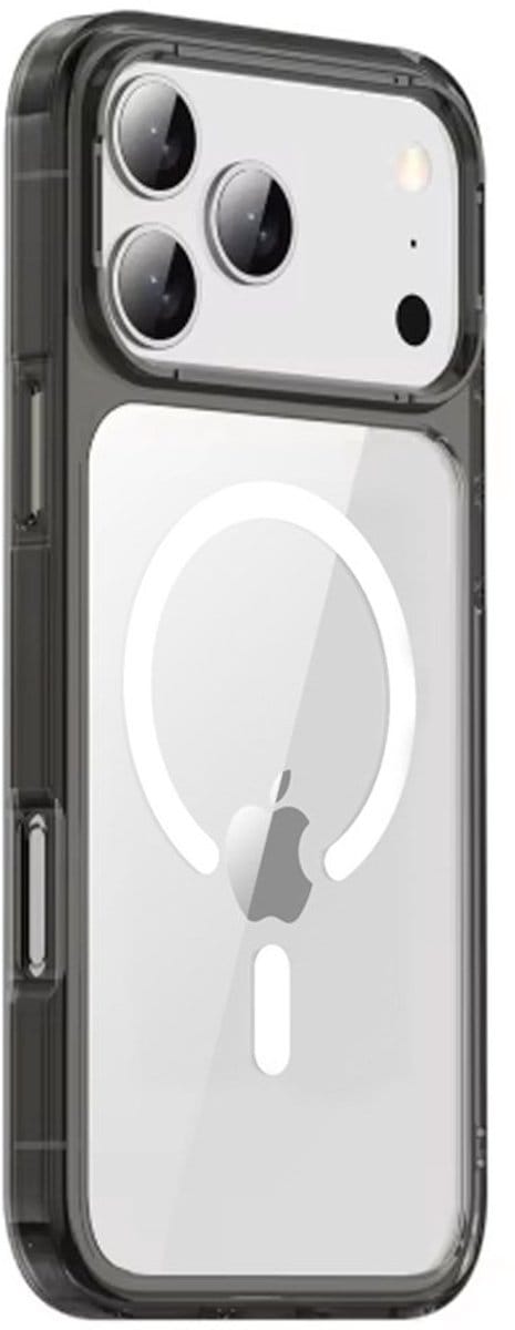 Mobiq - Schokbestendige MagSafe Case geschikt voor iPhone 17 Pro - transparant/zwart