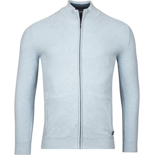 Baileys Vest Combed Cotton Cardigan Zip Allover Structure Knit Pastel Blauw Melange / male
