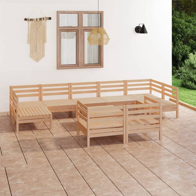 vidaXL - 10-delige - Loungeset - massief - grenenhout