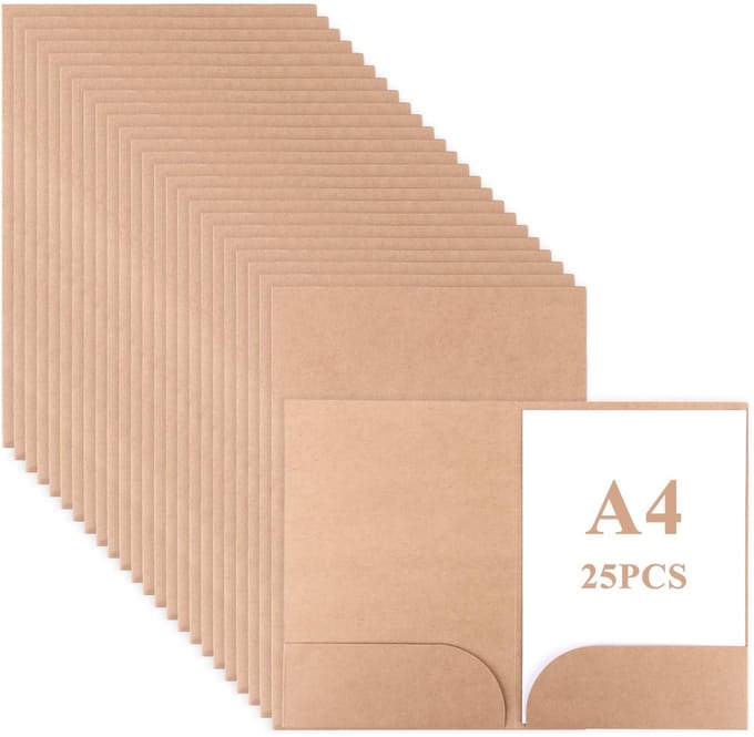 Dailygoods- Presentatiemap A4 25 stuks - Documentenmap - Verzamelmap - Kraftpapier - Visitekaartgleuf - Karton 31 x 22 cm