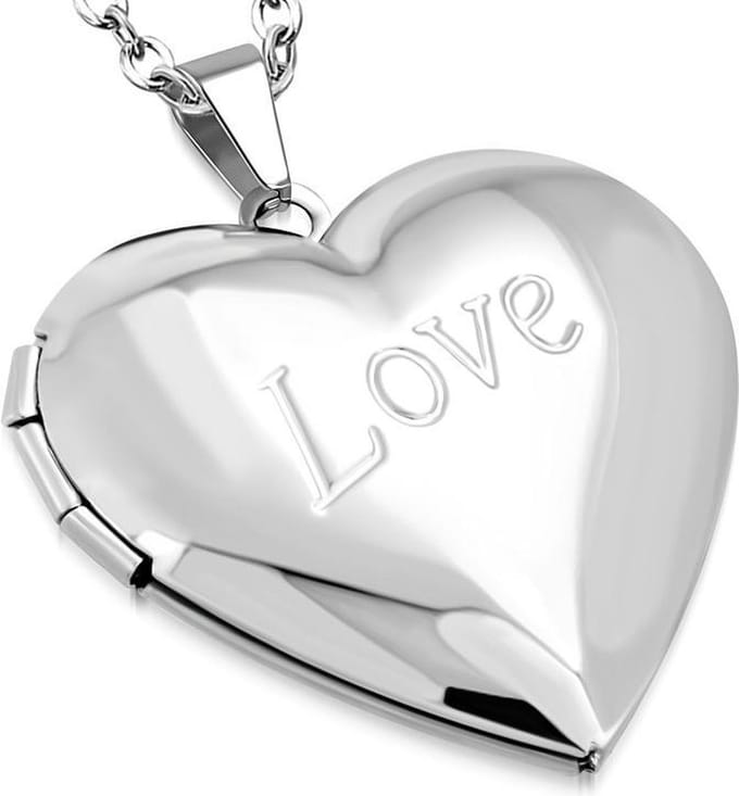 Amanto Ketting Boja - 316L Staal - Medaillon - Hart -  Ø30mm - 45cm