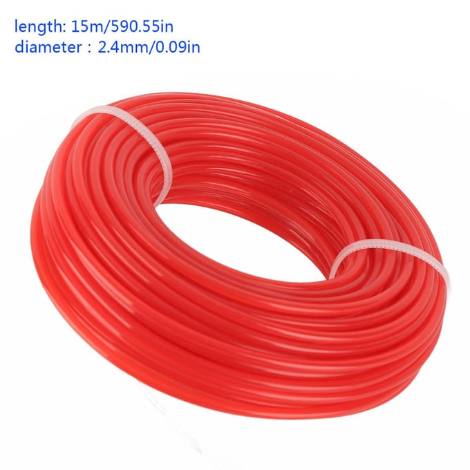 Fil rond pour débroussailleuse, coupe-bordure, rouge 2,4 mm*15 m