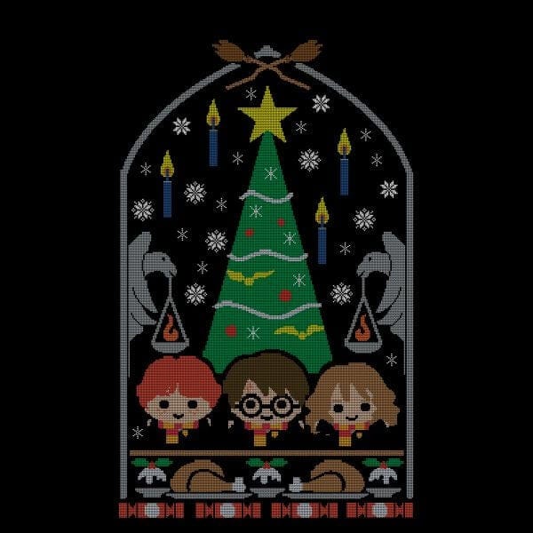 Harry Potter Hogwarts Tree dames kerst t-shirt - Zwart - S
